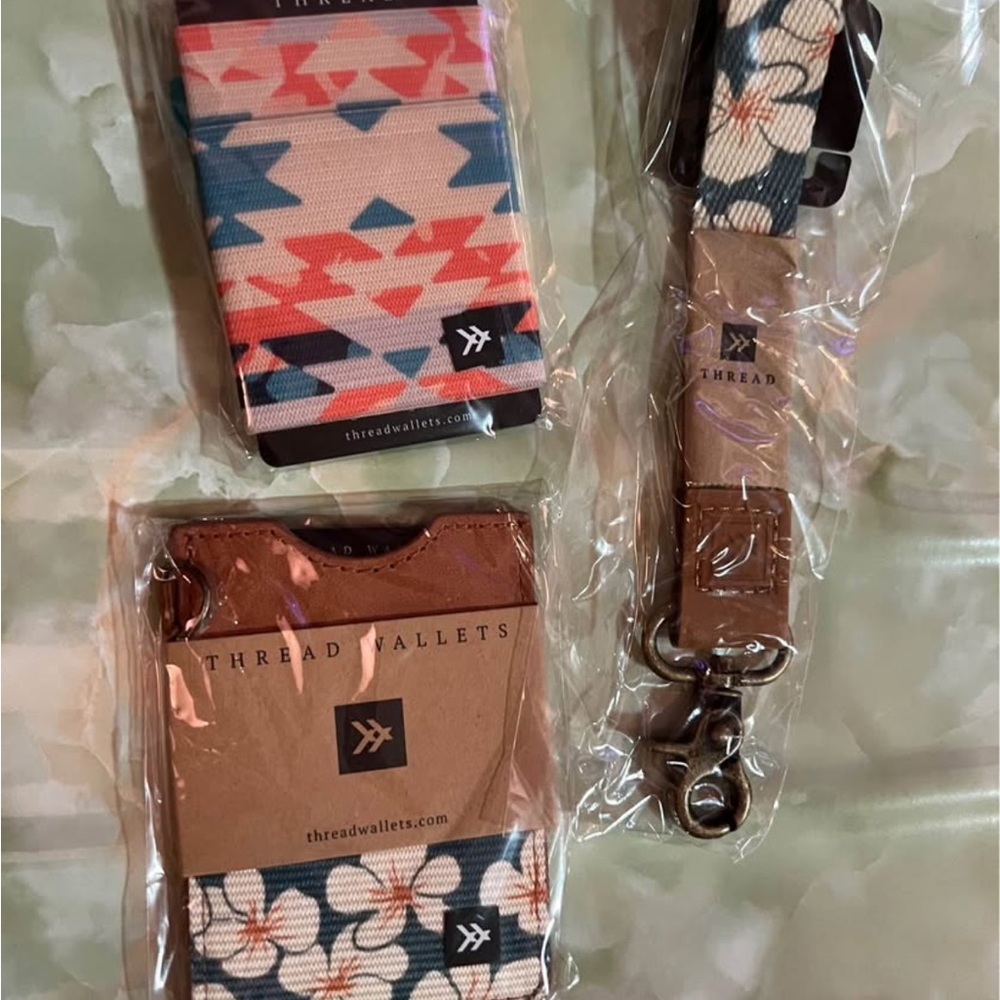 Thread Wallets Floral and Geometric Lanyard Set